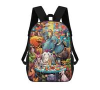 sinyumoney Animals at A Colorful Party Children's Backpack, Schoolbag Large Capacity Students Bookbag Rucksack Knapsack for Boys Girls Adults Teen 17inch