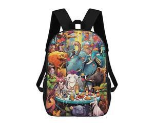 sinyumoney Animals at A Colorful Party Rucksack Secondary Causal Travel High School Bags for Men, Women & Teenage Boys 17inch