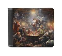 sinyumoney Animals Enjoying A Feast in A Barn 3D Print PU Leather Wallet Coin Pocket ID Leather RFID Banknote Compartments Purse Youth Guys 11.7cm*9.5cm