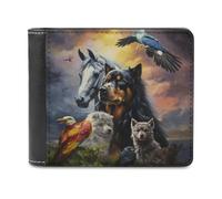 sinyumoney Animals in Harmony -15 3D Print Men's Wallet Holds Bills Credit Banknote Compartments Slim Elegant Purse Everyday Use 11.7cm*9.5cm