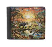 sinyumoney Animals in Harmony with Nature -4 3D Print PU Leather Wallet Use Holds Bills Leather RFID Banknote Compartments Wallets Craftsmanship Gifts 11.7cm*9.5cm
