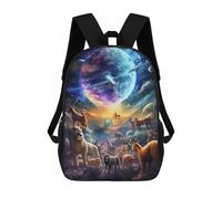 sinyumoney Animals in Space A Cosmic Gathering Kids School Backpack 3D Printed Fashion School Bag Casual School Bag for Boys Elementary And Middle School Students 17inch