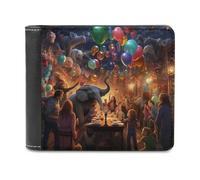 sinyumoney Animals Join Human Party Celebration 3D Print Men's Wallet Card Slots Coin Leather RFID Banknote Compartments Wallets Youth Guys 11.7cm*9.5cm