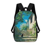 sinyumoney Anime Black Cat on Stone Steps Backpack School Bag Business Durable Laptop Bag- Perfect for Travel, Work And Daily Use 17inch