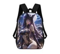sinyumoney Anime Cat Girl in Night City Kids Backpack 17 Inch School Bag 3D Printed Cartoon School Backpacks for Boys And Teenager School Students