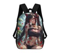 sinyumoney Anime Cat Girl with Tattoos School Backpack Business Laptop Rucksack Bag Unisex Casual Daypack for Men, Women & Teenage Boys 17inch