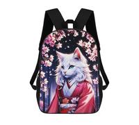 sinyumoney Anime Cat in Kimono 3D Printed Children's School Backpack for Kids High Capacity Travel Rucksacks Book Bags Kids School Bag Back Pack 17inch