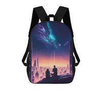 sinyumoney Anime City Sunset School Backpack for Girls 17inch Casual Daypack Lightweight Rucksack Boy Girl Backpack for Middle School Students
