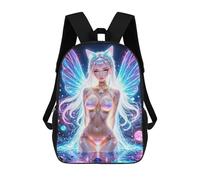 sinyumoney Anime Fairy with Glowing Wings Rucksack Daypacks Business Backpack Water Resistant Bookbag for Girl, Teen Girls 17inch