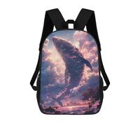 sinyumoney Anime Flying Whale Children's Backpacks School Backpack 3D Printed Backpack for Kids Travel Rucksacks Book Bags Kids School Bag 17inch