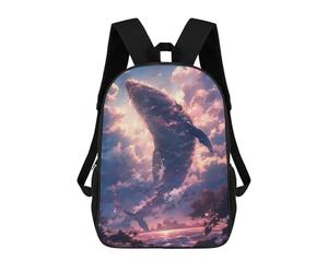 sinyumoney Anime Flying Whale Children's Backpacks School Backpack 3D Printed Backpack for Kids Travel Rucksacks Book Bags Kids School Bag 17inch