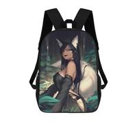 sinyumoney Anime Fox Girl Forest Artwork Children's Backpacks School Backpack 3D Printed for Kids Travel Rucksacks Book Bags Kids 17inch School Bag