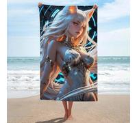 sinyumoney Anime Fox Girl with Background Basics Towel Set Sand Free Quick Dry Absorbent Compact Beach Towel for Spa Gym Hotel 130cm*80cm