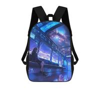 sinyumoney Anime Galaxy Train Children's Backpack, 17 Inch 3D Printed School Backpack, Backpack Cartoon Adjustable School Bag for Primary School