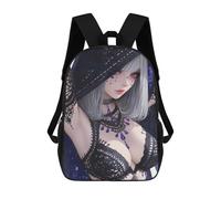 sinyumoney Anime Girl in Black Lace School Backpack Lightweight Airport College Students Back Pack for Boys/Girls/Teenagers 17inch