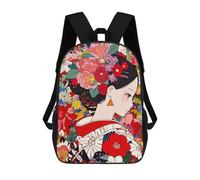 sinyumoney Anime Girl Kimono Flowers Backpacks Kids Student Schoolbag,3D Printed Backpacks,Elementary And Middle School Students Backpacks for Boys Girls 17inch