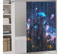 sinyumoney Anime Girl Lost in Wonder Anti-Mould Proof Resistant Fabric Polyester Shower Curtains Set with 12 Hooks for Bathtub Shower Stall 53.54x70.87Inch（136x180cm）