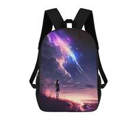 sinyumoney Anime Girl On Galaxy Hill Kids' Backpack 3D Printing School Bag Boys Cool Daypacks Casual Knapsack Fun Back Bag for Kids And Teenager 17inch