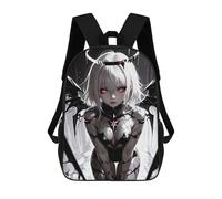 sinyumoney Anime Girl with Dark Angel Wings 17 Inch Backpacks Kids Schoolbag,3D Printed Elementary And Middle School Students Backpacks for Boys Girls