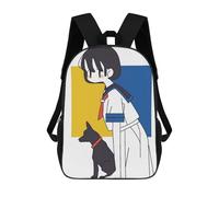 sinyumoney Anime Girl with Dog Kids School Backpack School Bag 3D Printed School Bag for Boys Elementary And Middle School Students 17inch