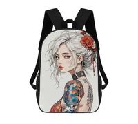 sinyumoney Anime Girl with Floral Tattoo And Hair School Backpack Water Resistant School Bag Business Backpack for Men/Women 17inch