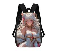 sinyumoney Anime Girl with Fox Ears Backpack School Bag Secondary Causal Travel High School Bags for Boys/Girls/Teenagers 17inch