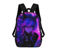 sinyumoney Anime Girl with Neon Hair Children's 17 Inch School Backpack 3D Printed Cool Knapsack for Kids Travel Rucksacks Book Bags Kids School Bag