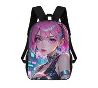sinyumoney Anime Girl with Pink Hair School Bags School Secondary High School College Backpack Travel for Men, Women & Teenage Boys 17inch