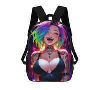 sinyumoney Anime Girl with Rainbow Hair Backpack School Bag Secondary Causal Travel High School Bags for Camping Outdoor Adventures And Daily Travel 17inch