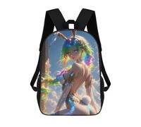 sinyumoney Anime Girl with Rainbow Hair Backpack School Bag Secondary Causal Travel High School Bags for Boys/Girls/Teenagers 17inch