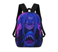 sinyumoney Anime Girl with Shark Plush School Bags Daypacks Business Backpack Water Resistant Bookbag for Boys/Girls/Teenagers 17inch
