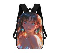 sinyumoney Anime Girl with Sparkly Dress Children's Backpack, 17 Inch 3D Printed School Backpack, Backpack Cartoon Adjustable School Bag for Primary School