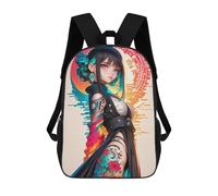 sinyumoney Anime Girl with Tattoos 3D Printed 17 Inch School Backpack Children's Backpacks 3D Printed Cool Knapsack for Boys Elementary And Middle