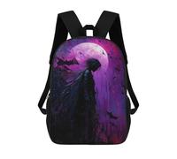 sinyumoney Anime Men in Purple Moon Backpack School Bag Rucksack for Girls Boys Backpacks Large Capacity Kids Back Pack Lightweight School Bags for Children Students 17inch