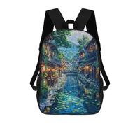 sinyumoney Anime River Fish Village Backpack 3D Printed Children's School Backpack Kids Travel Backpacks High Capacity Book Bags Children's Backpack Rucksack 17inch