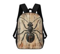 sinyumoney Ant Painting on Wood Panel Minimal Nature Wall Art Backpacks Kids School Backpack School Bag 3D Printed School Bag for Boys Elementary And Middle School Students 17inch