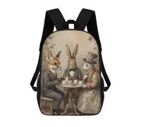sinyumoney Anthropomorphic Animals Tea Party School Backpack Rucksack Casual Daypacks School Work Travel Bag for Camping Outdoor Adventures And Daily Travel 17inch