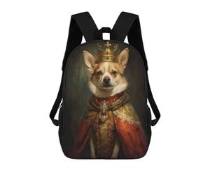 sinyumoney Anthropomorphic King Dog School Backpack 3D Printed School Bags Boys Girls Laptop Backpack for Kids/Students/Adults 17inch