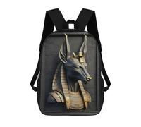 sinyumoney Anubis Gold Decor 3D Printed 17 Inch School Backpack Children's Backpacks 3D Printed Cool Knapsack for Boys Elementary And Middle