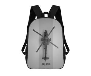 sinyumoney Apache AH 64D Backpacks Kids 17inch School Backpack School Bag 3D Printed School Bag for Boys Elementary And Middle School Students