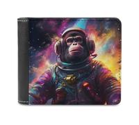 sinyumoney Ape Astronaut in Space 3D Print PU Leather Men's Wallet Use Holds Bills RFID Blocking Stylish Durable Wallets Youth Guys 11.7cm*9.5cm