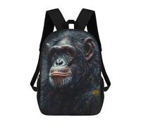 sinyumoney Ape Chimpanzee Portrait School Bag Backpack Teen Schoolbag 3D Printing Adjustable Schoolbag Fashion Pocket Bag for Kids Boys Girls Students And Teenagers Fans 17inch