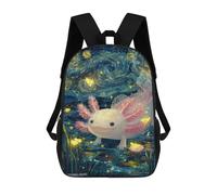 sinyumoney Aquatic Dreams Axolotl Night Sky Backpacks 3D Printed Kids School Backpack School Bag Fashion Rucksacks for Boys Elementary And Middle School Students 17inch