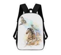 sinyumoney Arabic Horse Jockey Backpacks Kids School Backpack School Bag 3D Printed Fashion School Bags for Boys Elementary And Middle School Students 17inch