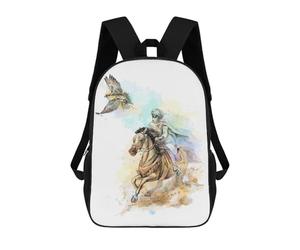 sinyumoney Arabic Horse Jockey Backpacks Kids School Backpack School Bag 3D Printed Fashion School Bags for Boys Elementary And Middle School Students 17inch