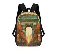 sinyumoney Arc De Triomphe Abstract 2 3D Printed Children's School Backpack for Kids High Capacity Travel Rucksacks Book Bags Kids School Bag Back Pack 17inch