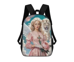 sinyumoney Archangel Ariel with Lion And Peony Backpack School Daypacks Business Backpack Water Resistant Bookbag for Teenage Girls Boys Women Men 17inch