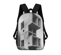 sinyumoney Architecture Minimalism Backpacks Kids School Backpack School Bag 3D Printed School Bag for Boys Elementary And Middle School Students 17inch