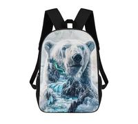 sinyumoney Arctic Majesty Polar Bear Children's Backpack, 3D Printed School Backpack, Backpack for Boys Girls, Adjustable School Bag for Primary School 17inch