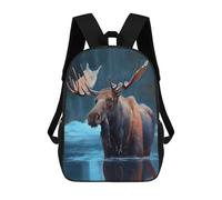 sinyumoney Arctic Moose Oil Paint Backpack 3D Printed School Bag For Boys High Capacity Travel Backpacks Book Bags Boys School Bag Mochila 17inch